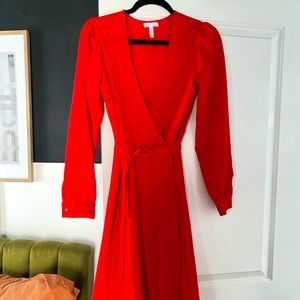 Nordstrom Leith Bright Red Wrap Dress